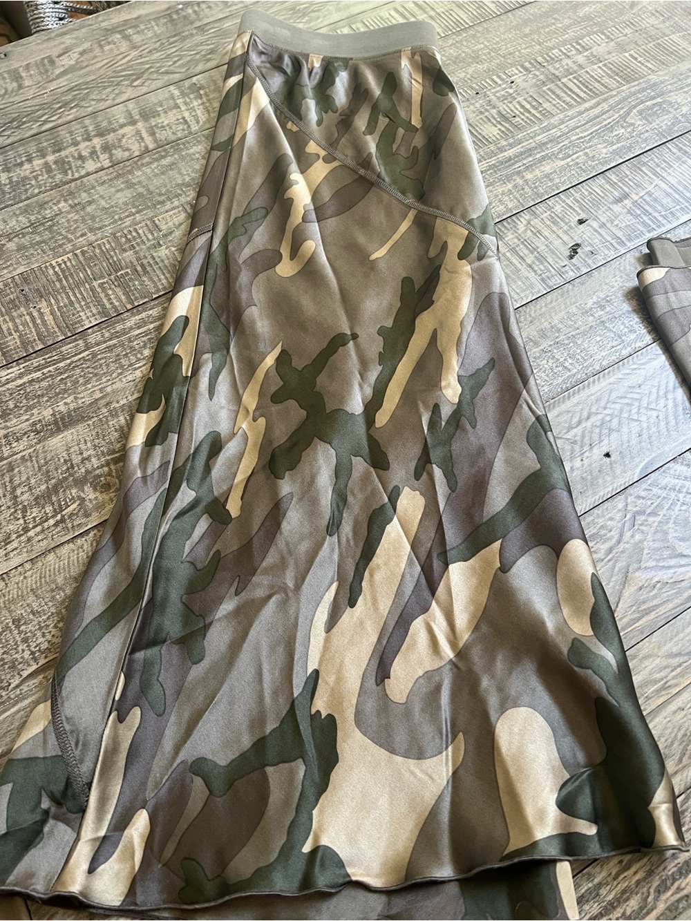 ATM JUNGLE CAMO COLLECTION Camo Satin Slip SKIRT M and TANK M Set - Olive Green